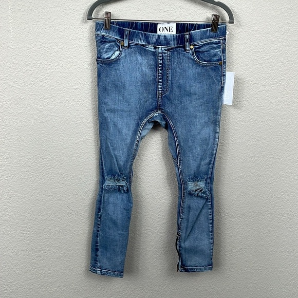 NWT One Teaspoon Killers Jeans Phoenix Wash Distressed Rips Drop Crotch Sz 24 - Picture 5 of 15